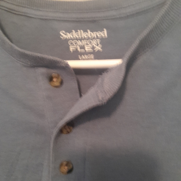 Men's French blue long sleeve henley shirt from Saddlebred, size large - Picture 2 of 3